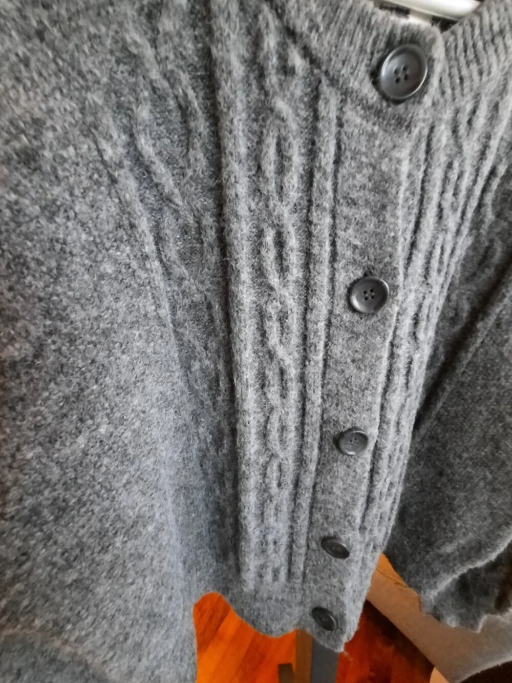 Chaps Gray Cable Knit Cardigan Sweater - Picture 3 of 8